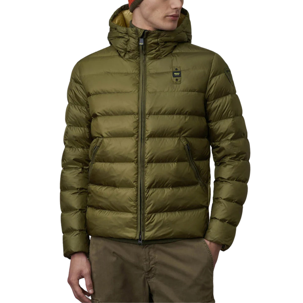 Piumino uomo BLAUER in nylon micro-rip - Oliva