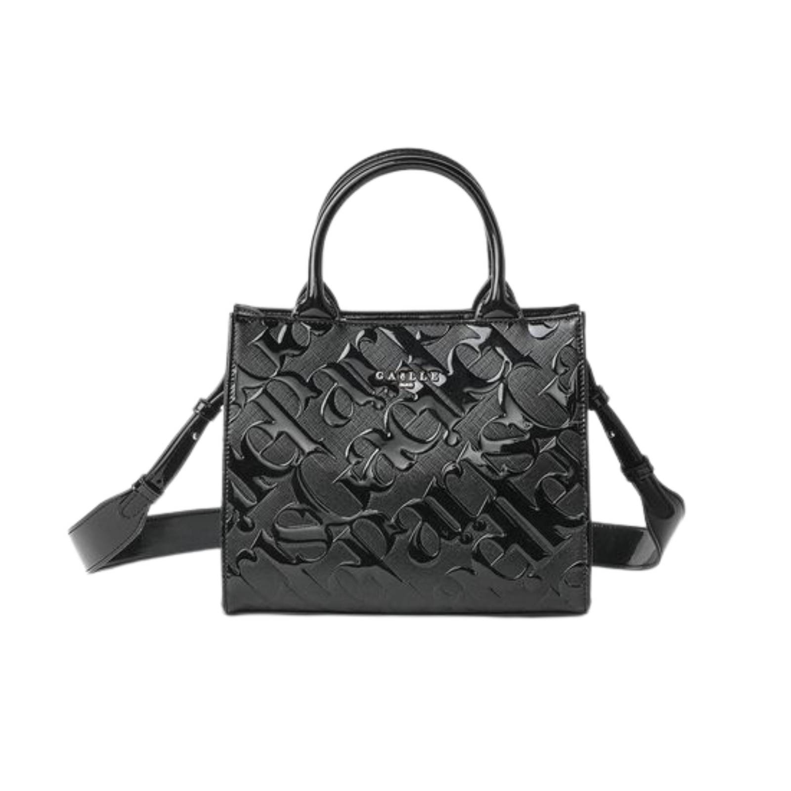 Mini Shopper Allover In Vernice - Nero