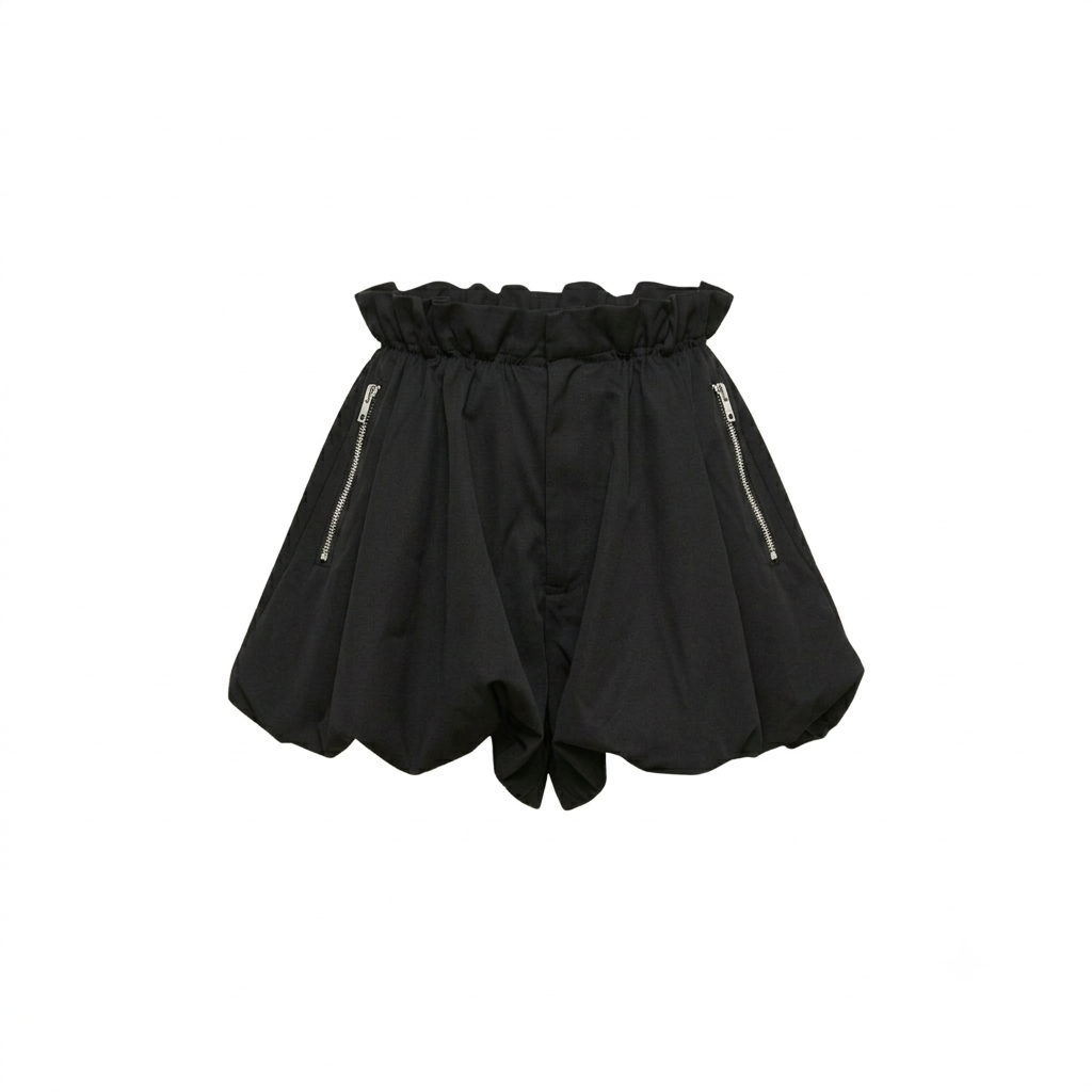 Shorts neri a palloncino con vita elasticizzata