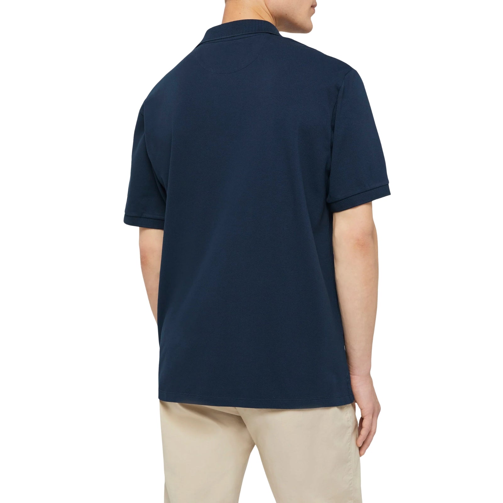 Polo Charles in piquet di cotone bianco senza bottoni - BLU