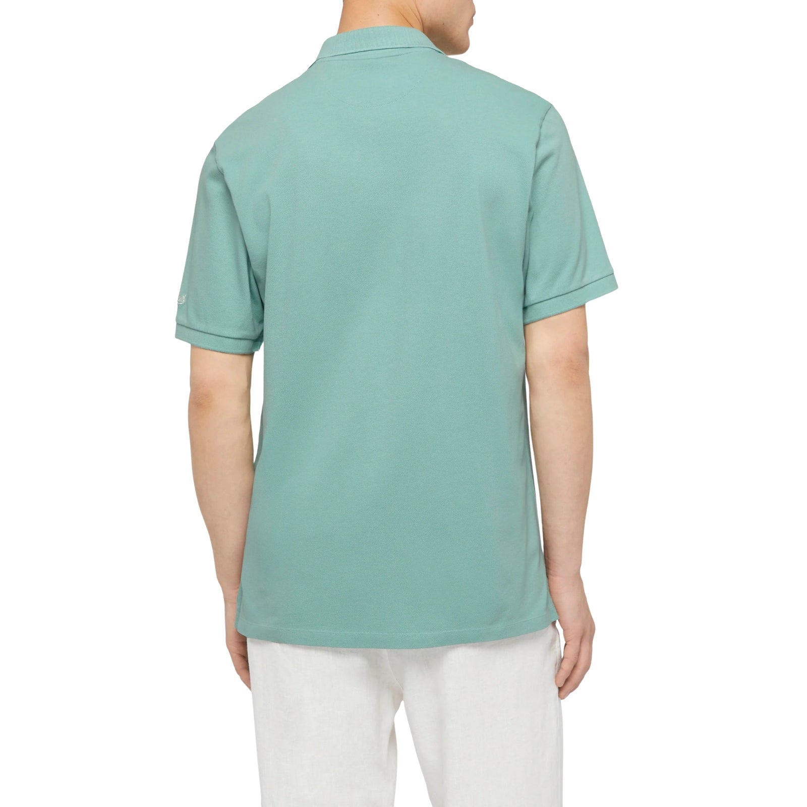 Polo Charles in piquet di cotone bianco senza bottoni - VERDE