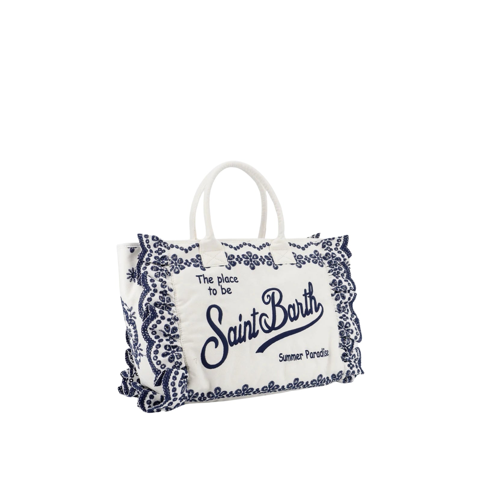 Borsa colette sangallo con volant - BIANCO