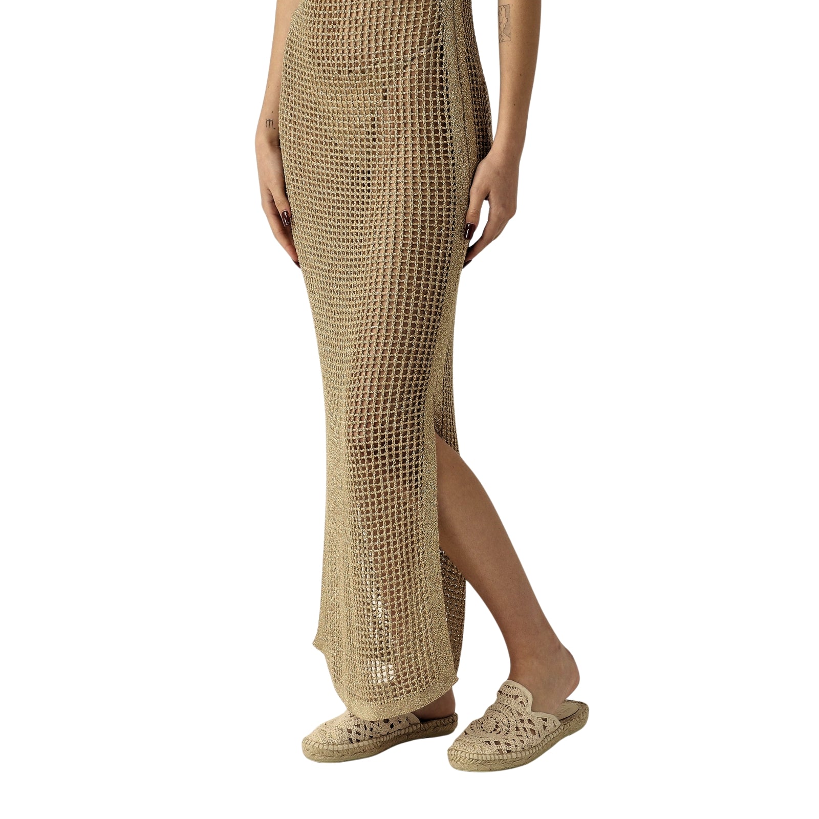 Abito lungo Eileen in rete crochet lurex