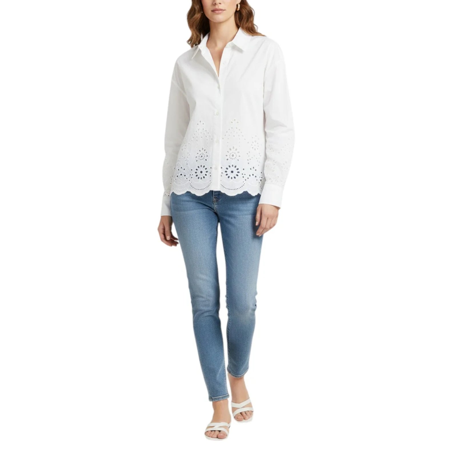 Camicia crop Oriane in cotone sangallo