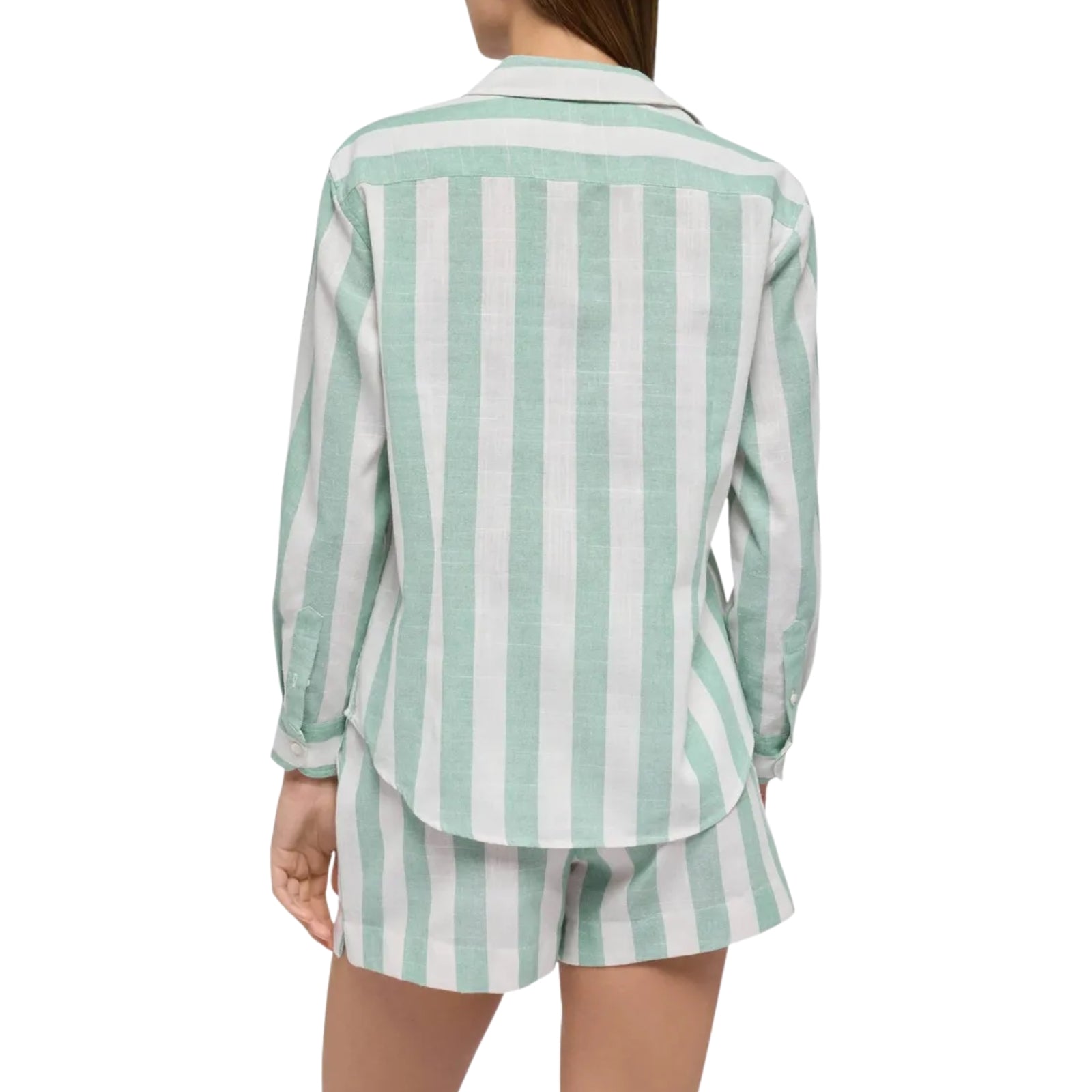 Camicia classica Meredith con stampa a righe verde salvia