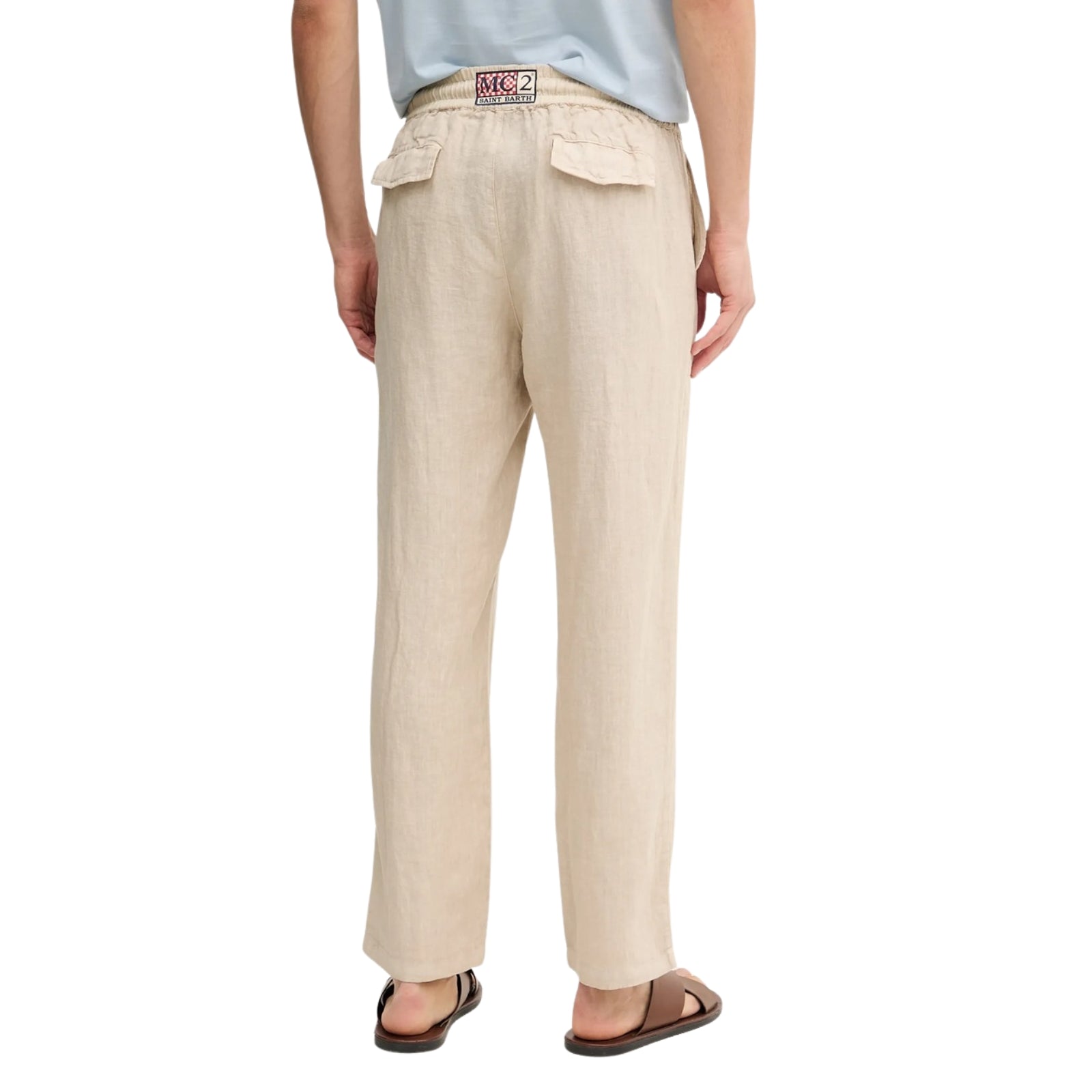 Pantaloni in lino Calais con coulisse - BEIGE