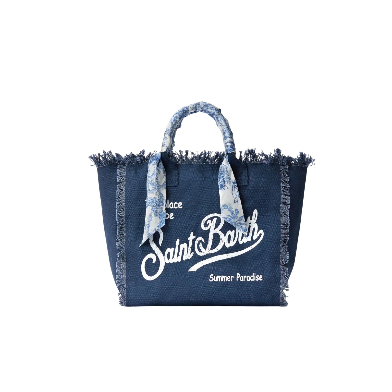 Borsa Vanity canvas stampa safari - BLU