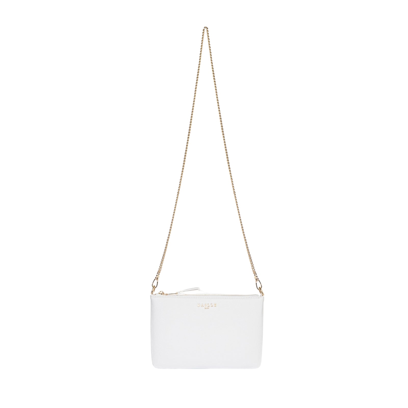 Mini pochette essential con tracolla catena - BIANCO