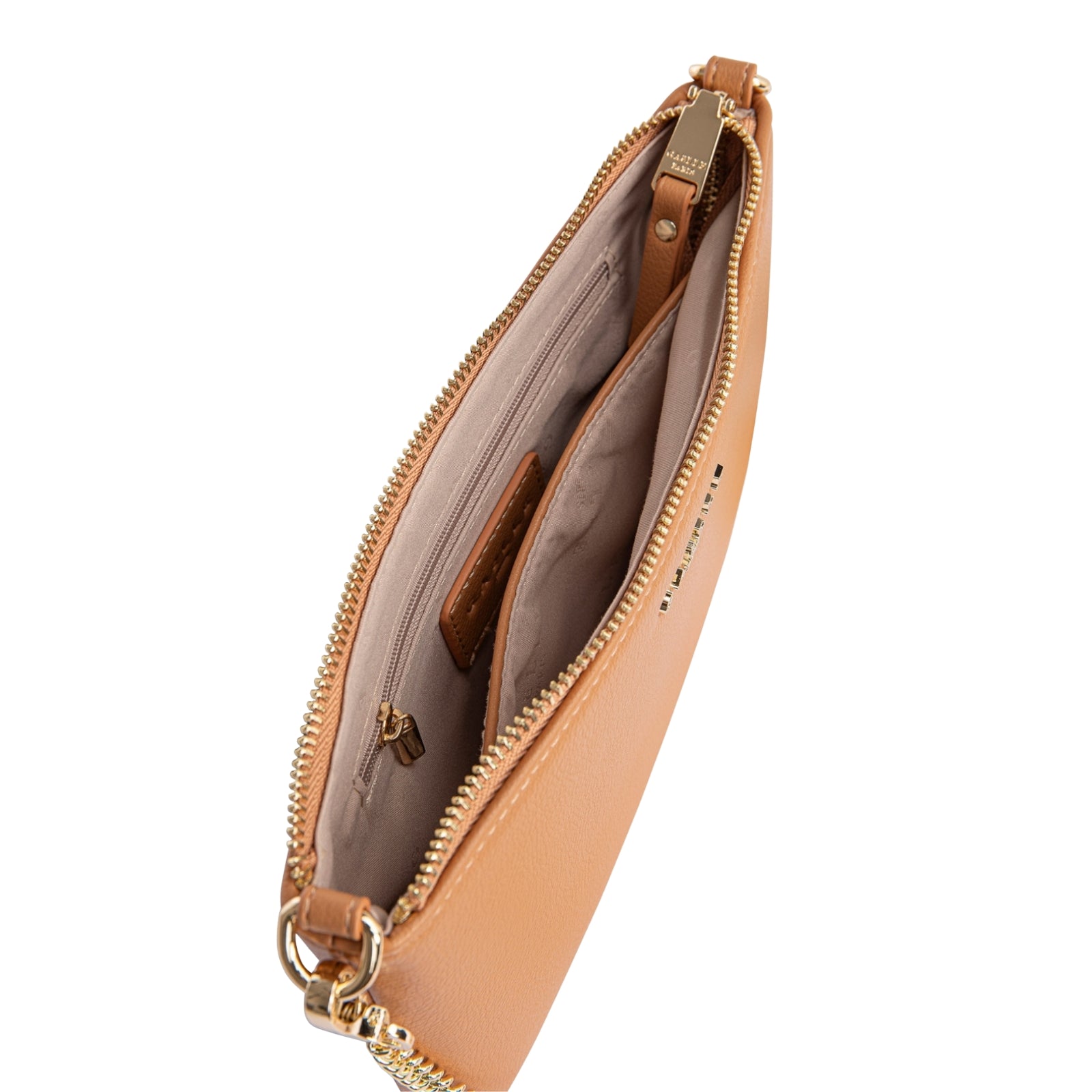 Mini pochette essential con tracolla catena - CARAMELLO