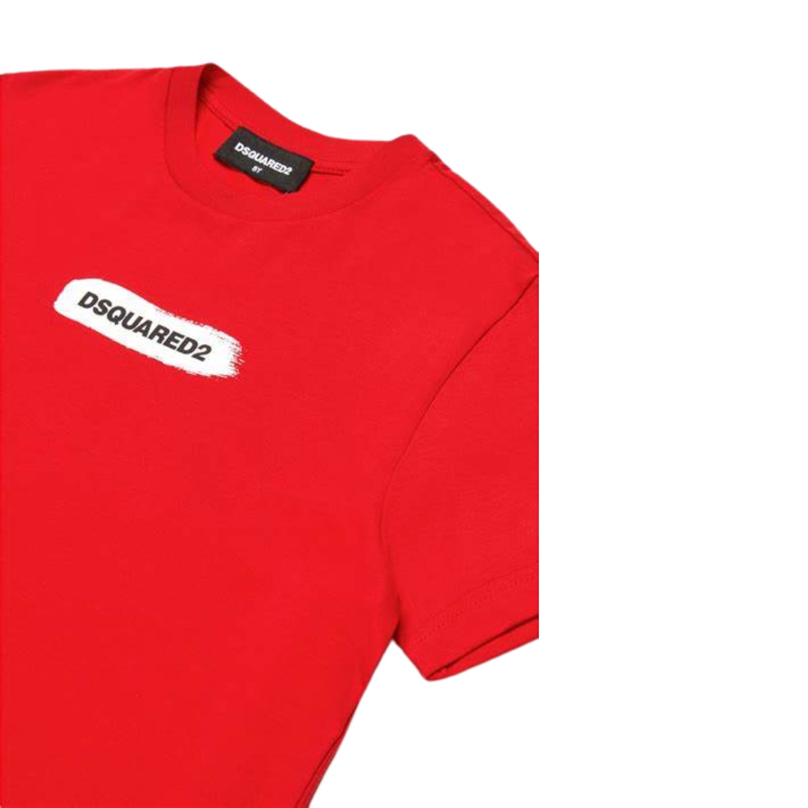 T-shirt girocollo con piccola stampa logo sul petto - ROSSO