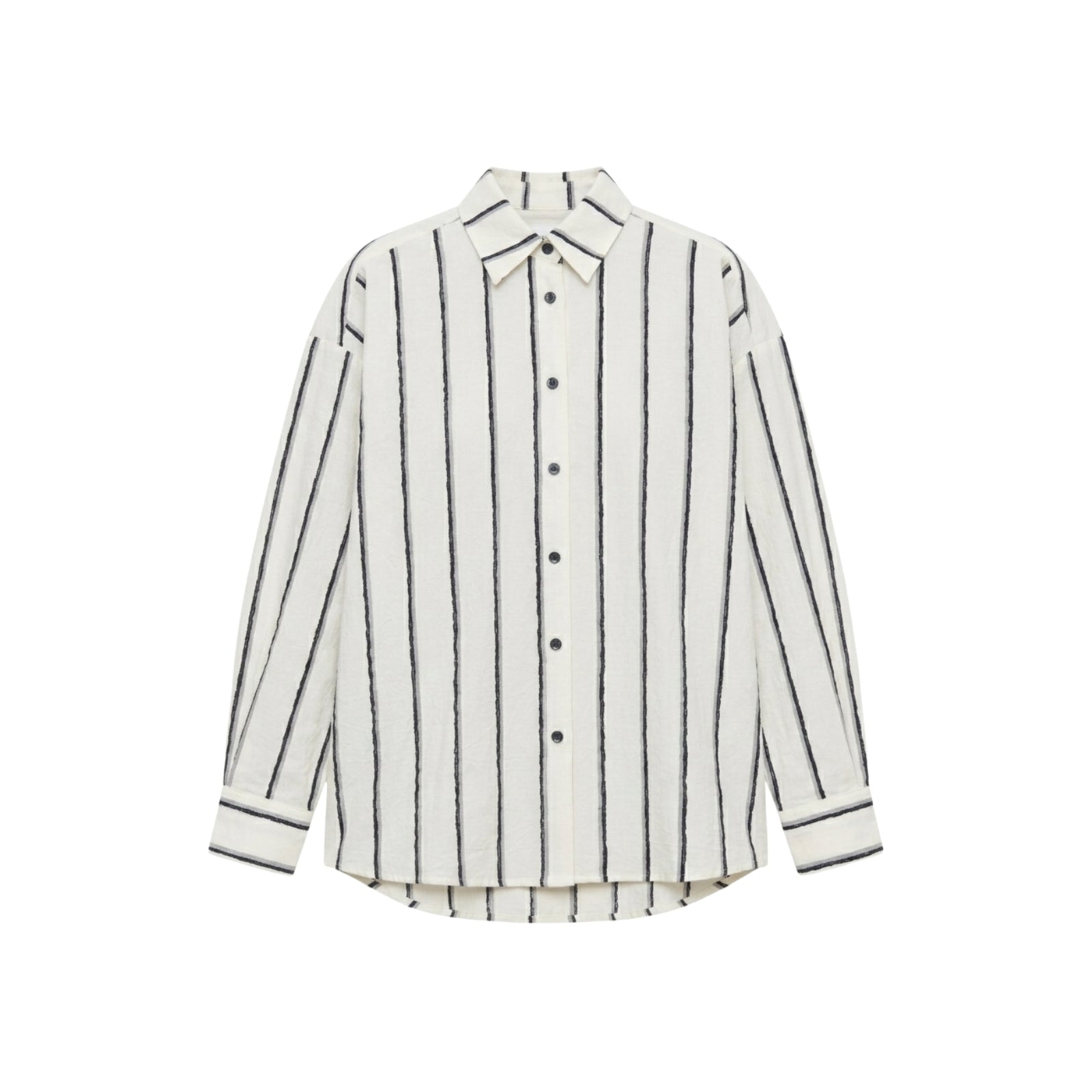 Camicia oversize a righe nere e grigie con polsini