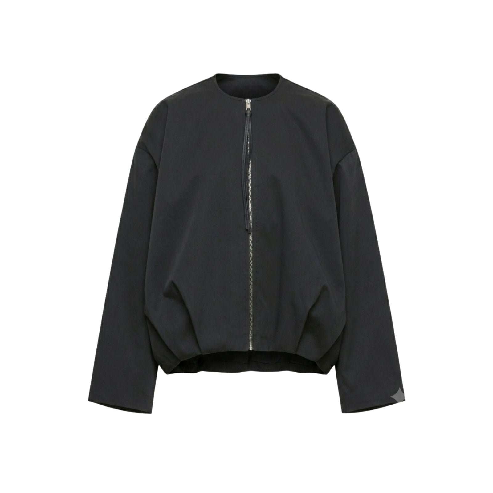 Giacchetto oversize con zip e scollo rotondo