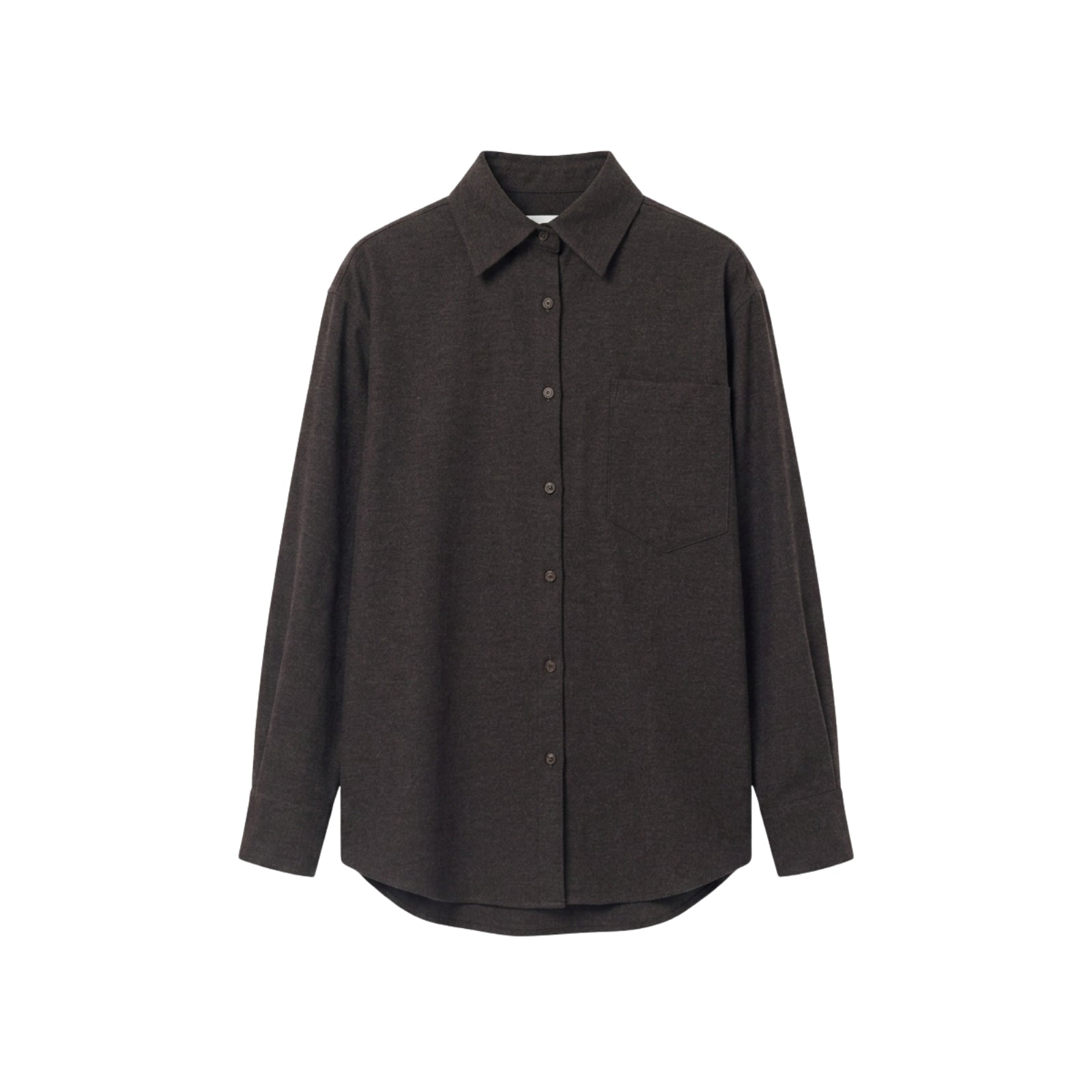 Camicia Oversize in Flanella Grigio Scuro Melange