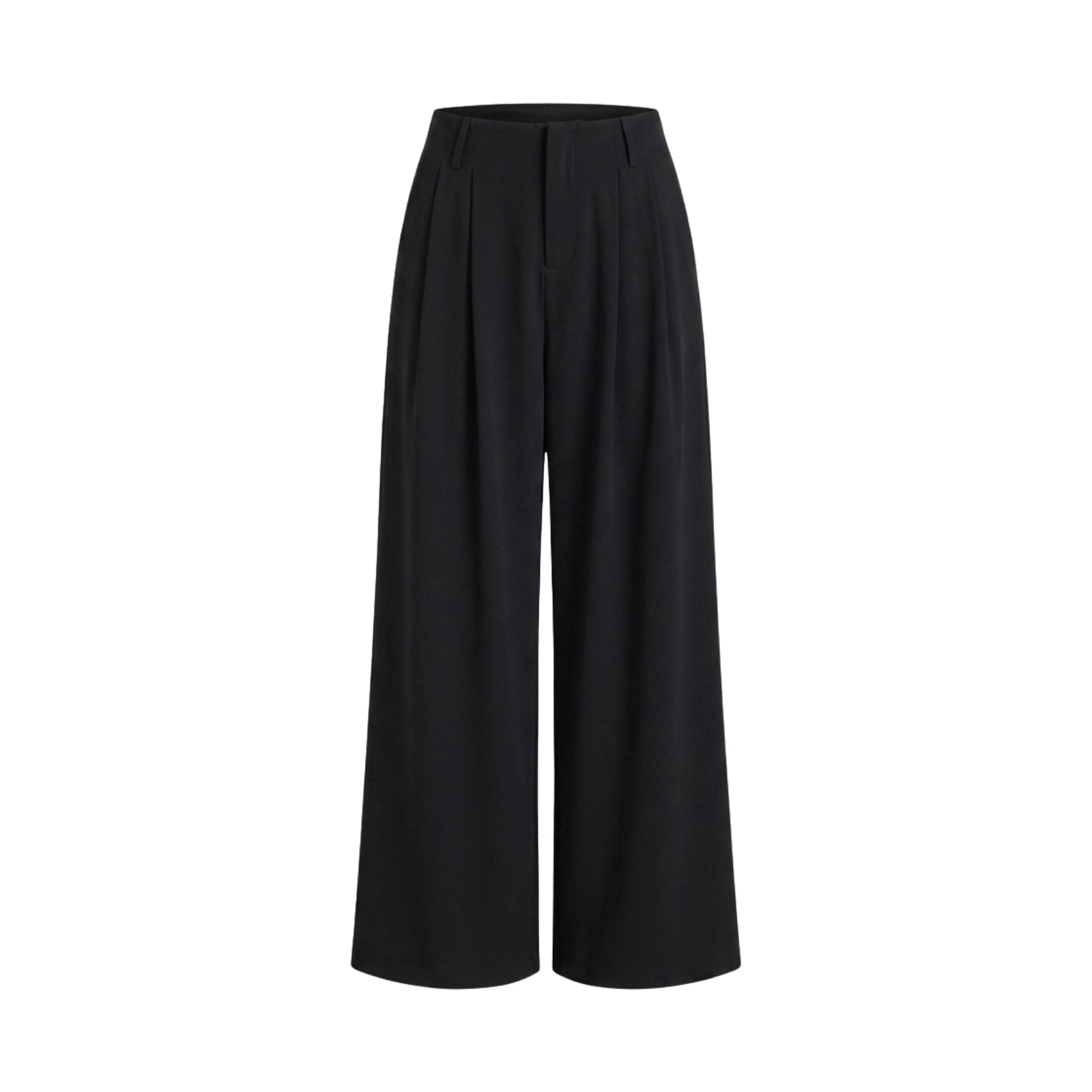 Pantaloni Palazzo Neri a Vita Alta con Doppie Pinces