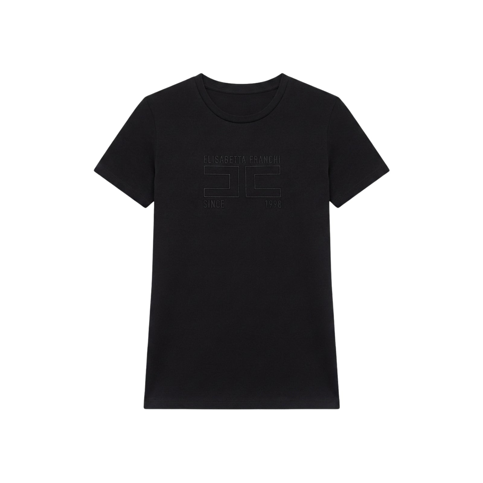 T-shirt in jersey con logo ricamato - NERO