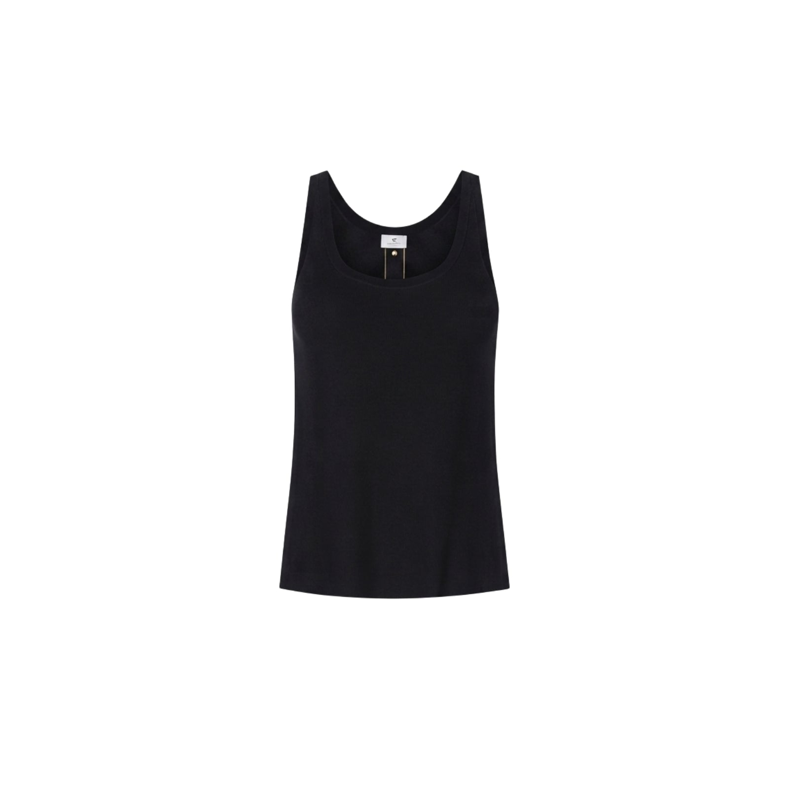 Top in maglia con bande in viscosa lucida - NERO