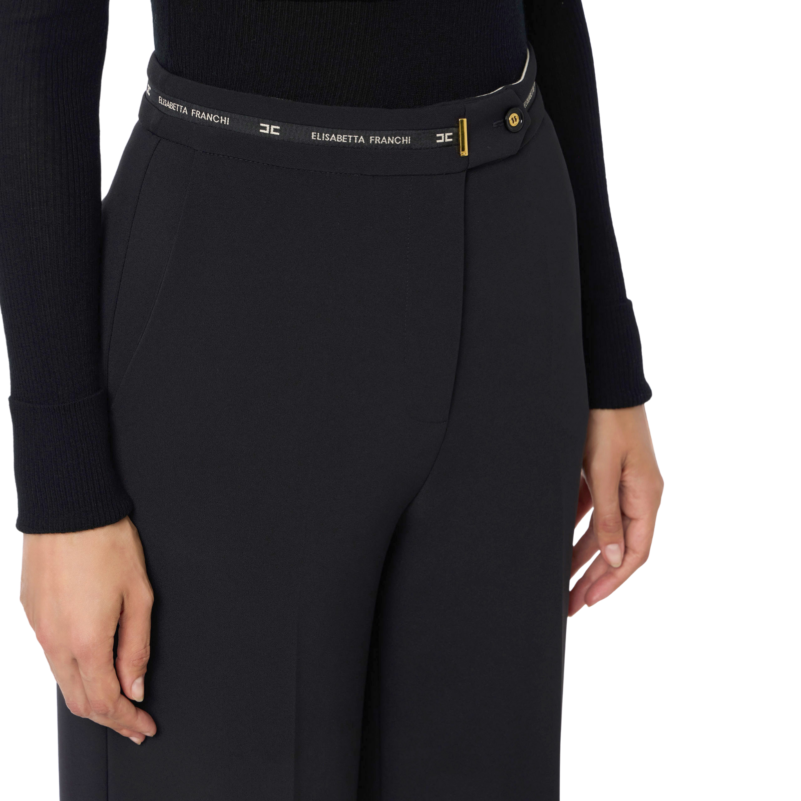 Pantaloni in crêpe leggero con nastro logo
