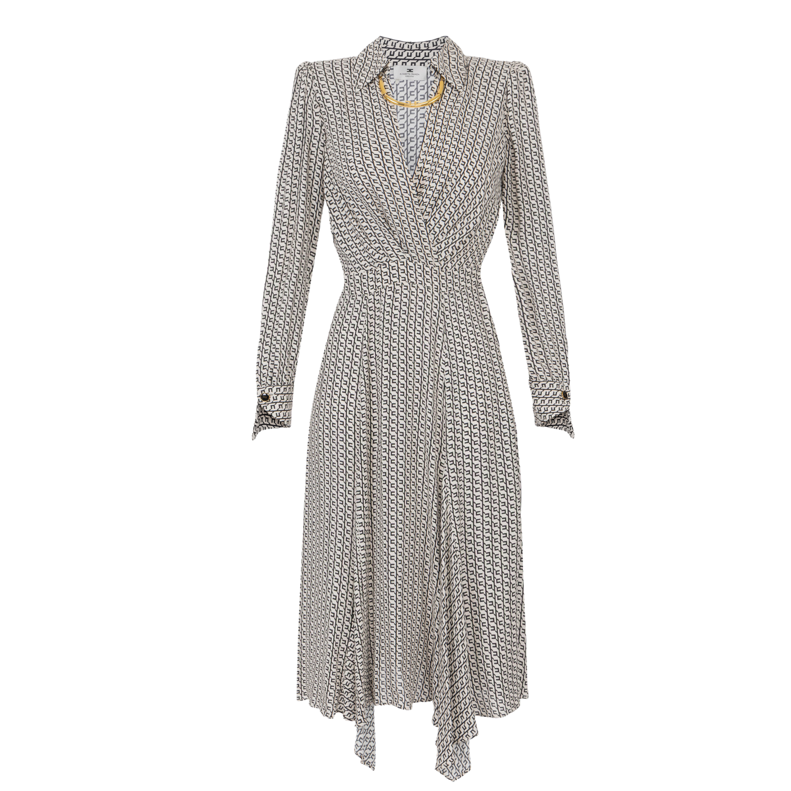 Abito in georgette con stampa geometrica