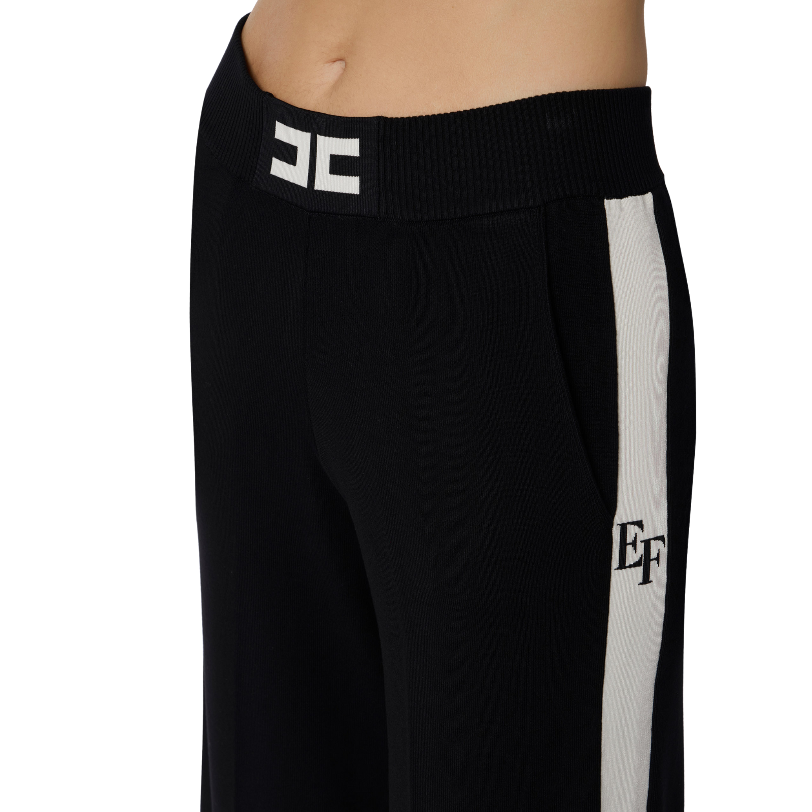 Pantaloni in viscosa con bande lucide