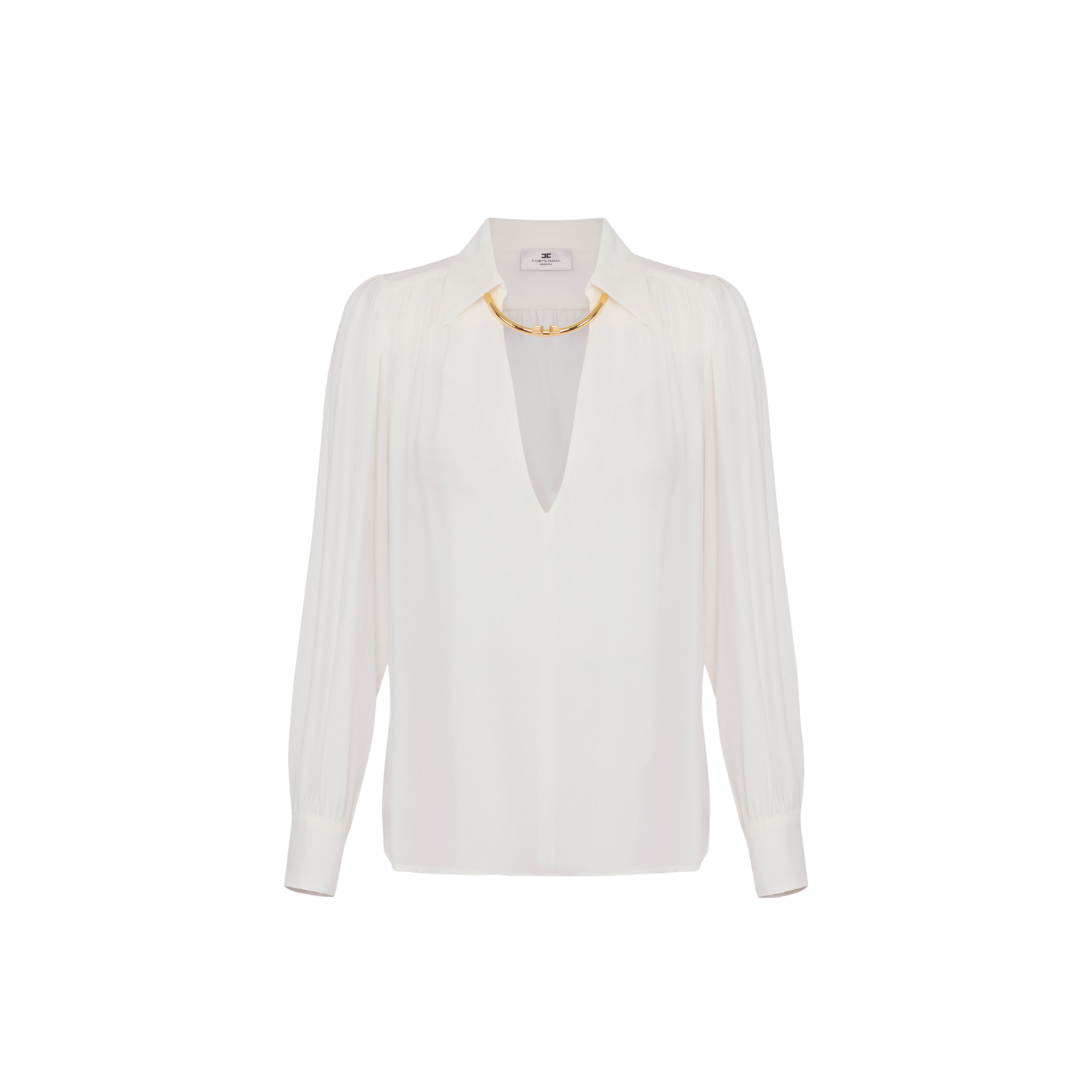 Camicia in georgette con dettaglio gioiello - AVORIO