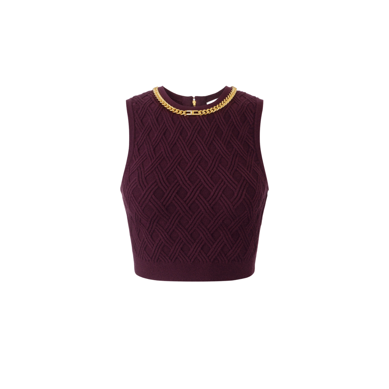 Top in maglia a rombi con dettaglio gioiello