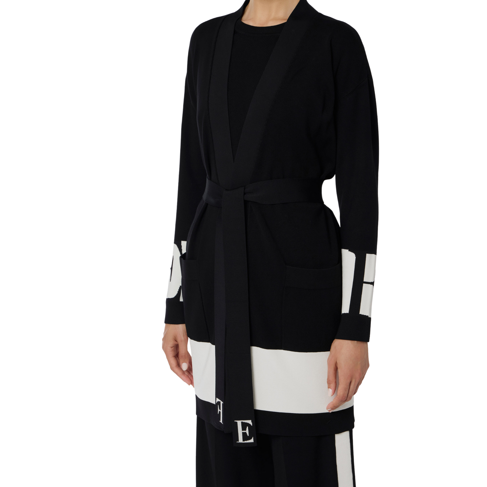 Cardigan in viscosa con bande lucide
