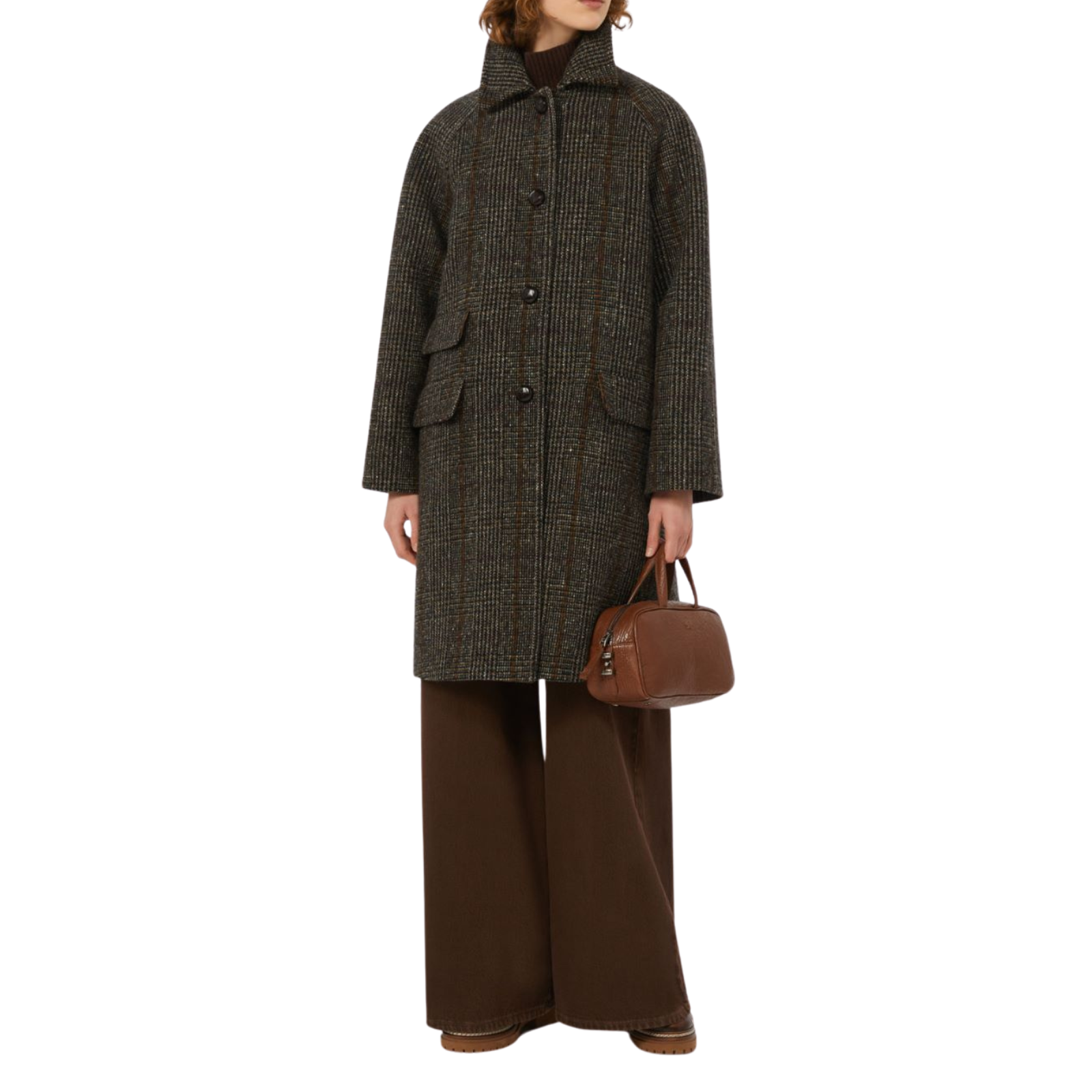 Cappotto midi in lana Principe di Galles - Marco Masi Fashion Store