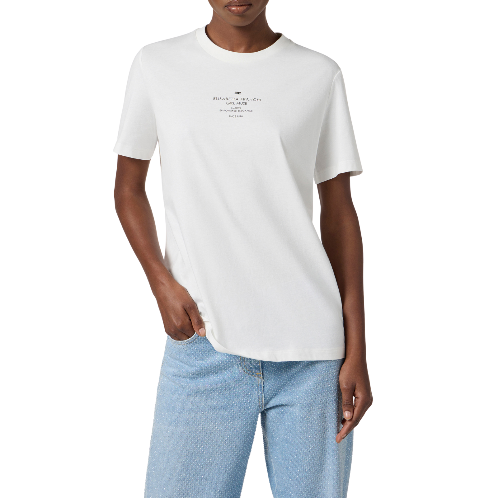 T-shirt in jersey di cotone con stampa - GESSO