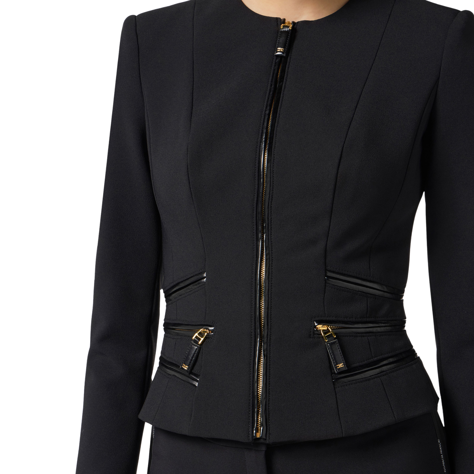 Giacca in doppio crêpe con dettagli zip