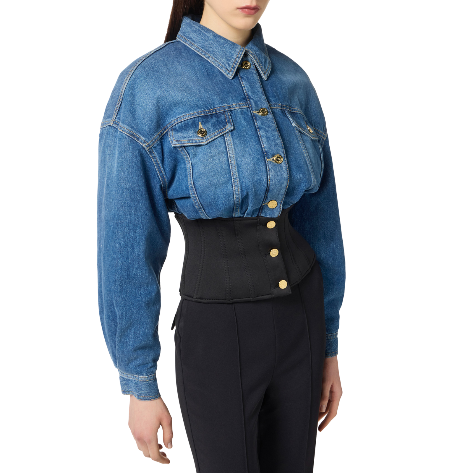 Bomber in denim e neoprene