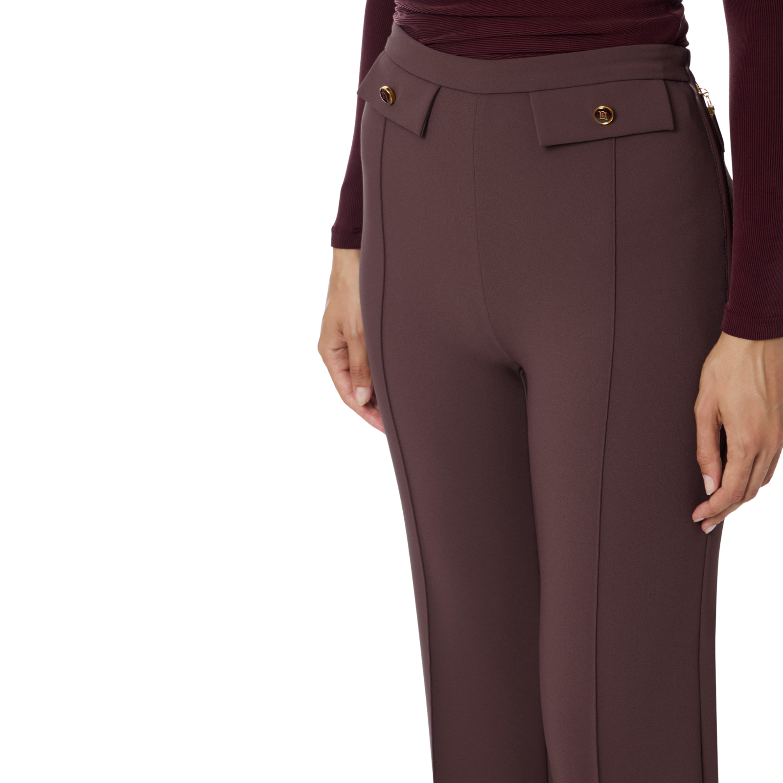 Pantaloni in doppio crêpe - MERLOT