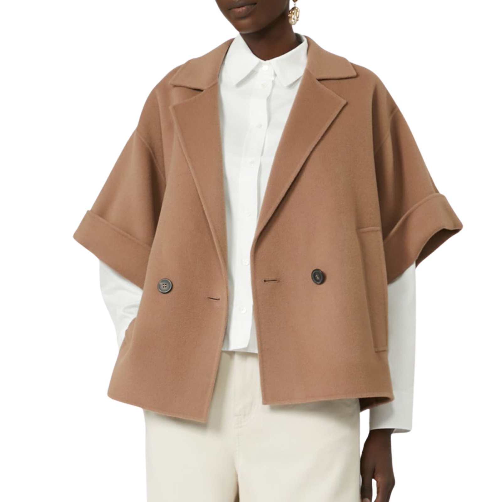 Cappotto corto in drap di lana - Marco Masi Fashion Store