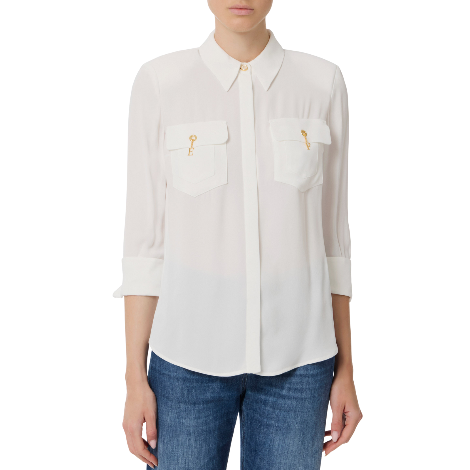 Camicia in georgette di viscosa - AVORIO