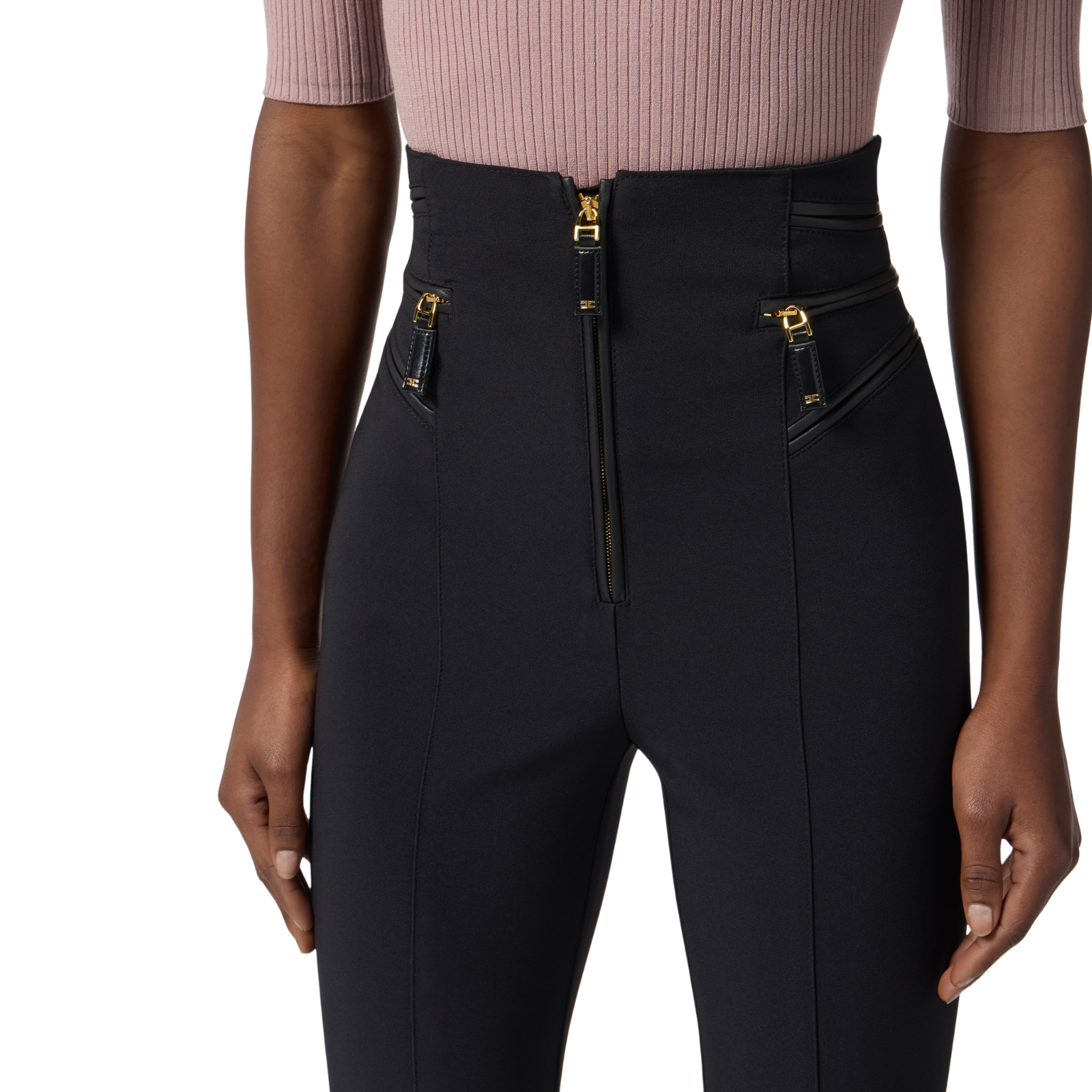 Pantaloni in crêpe con dettagli zip