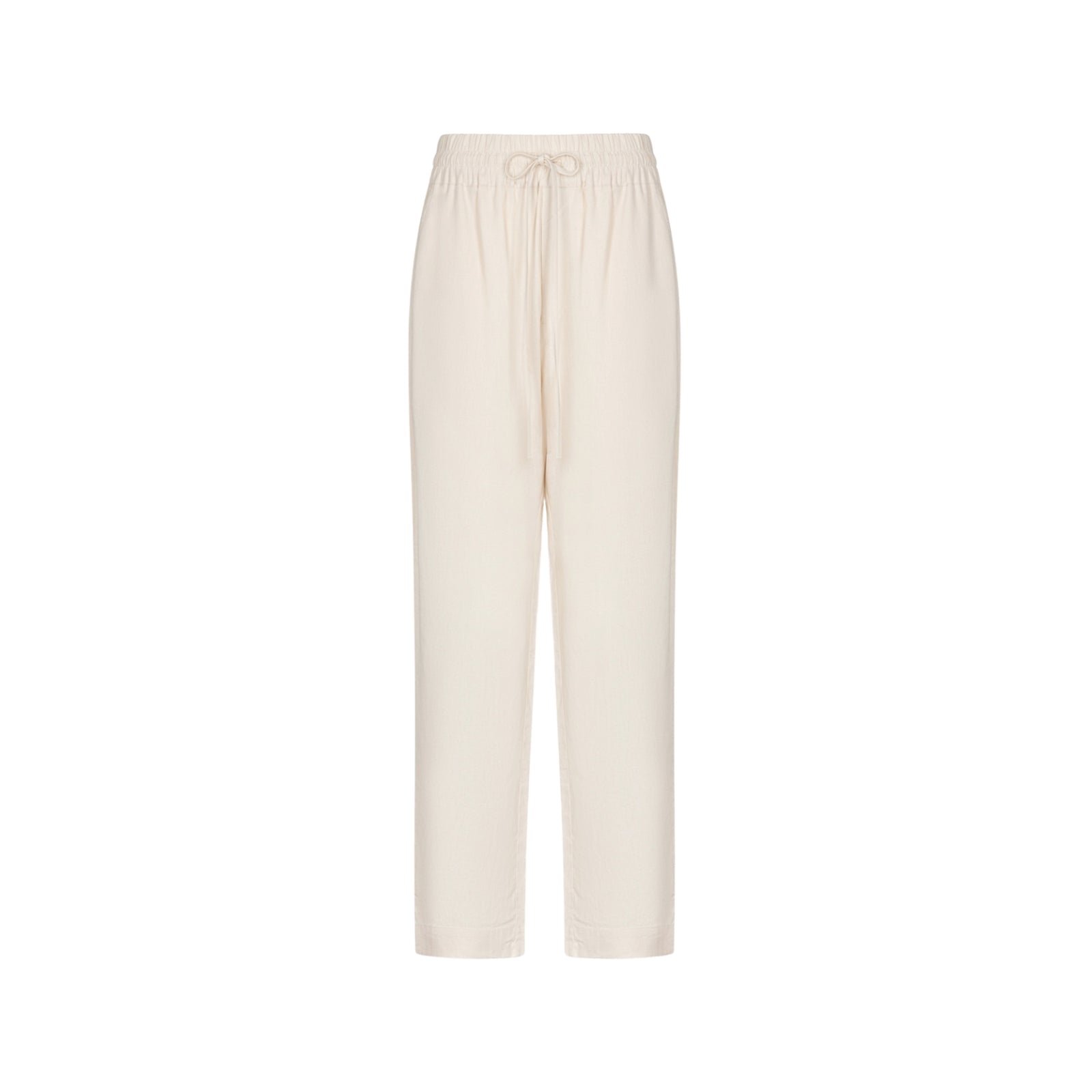 Pantalone in lino con elastico in vita - BIANCO