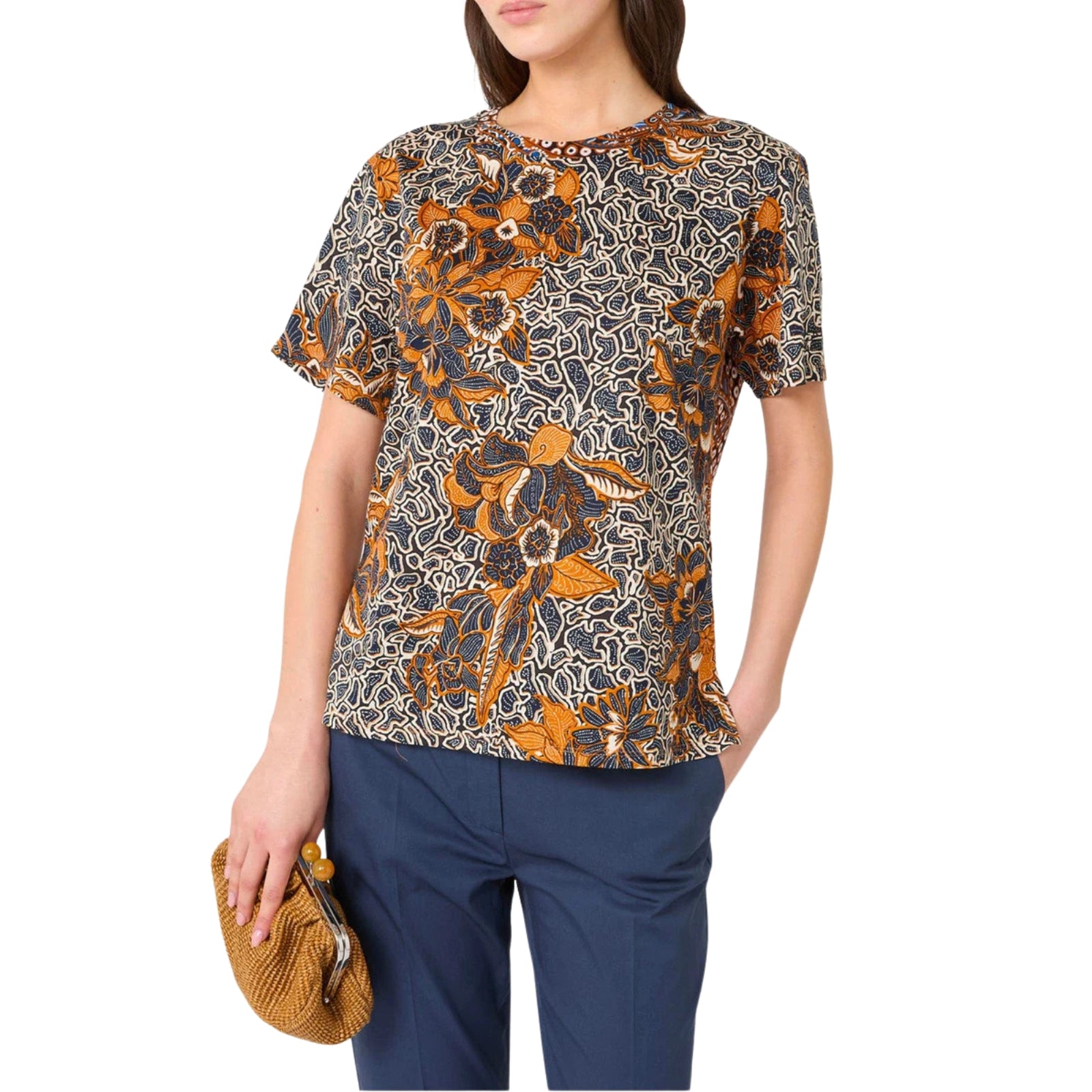 T-shirt Bussola in jersey di puro cotone - MARRONE