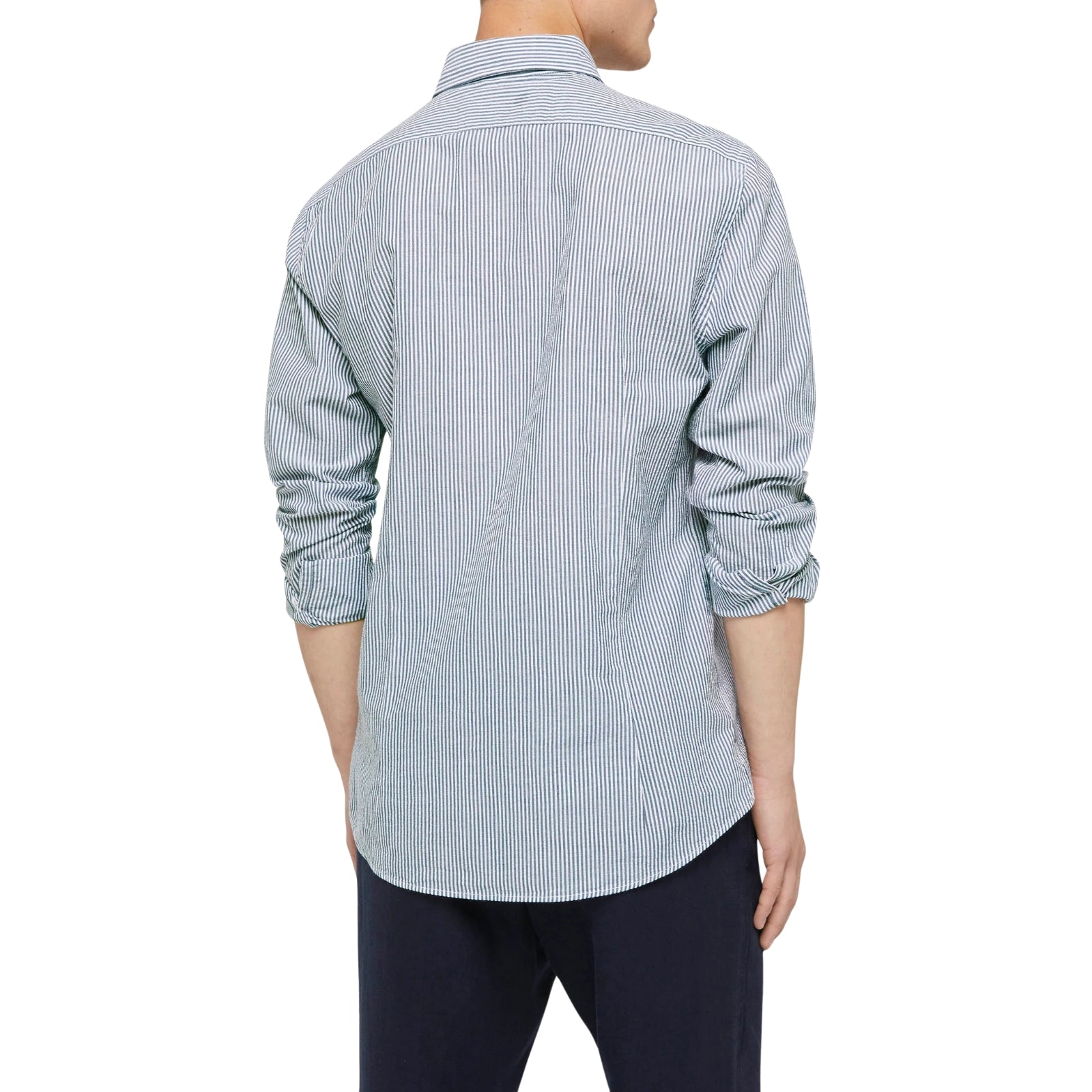 Camicia Pamplona in seersucker a righe - CELESTE