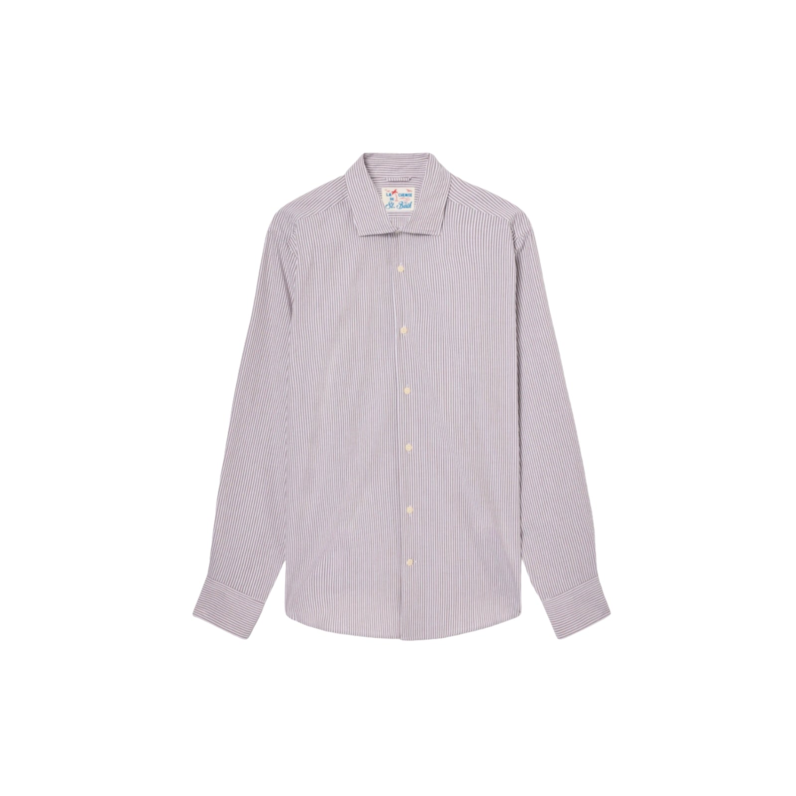 Camicia Pamplona in seersucker a righe - MARRONE