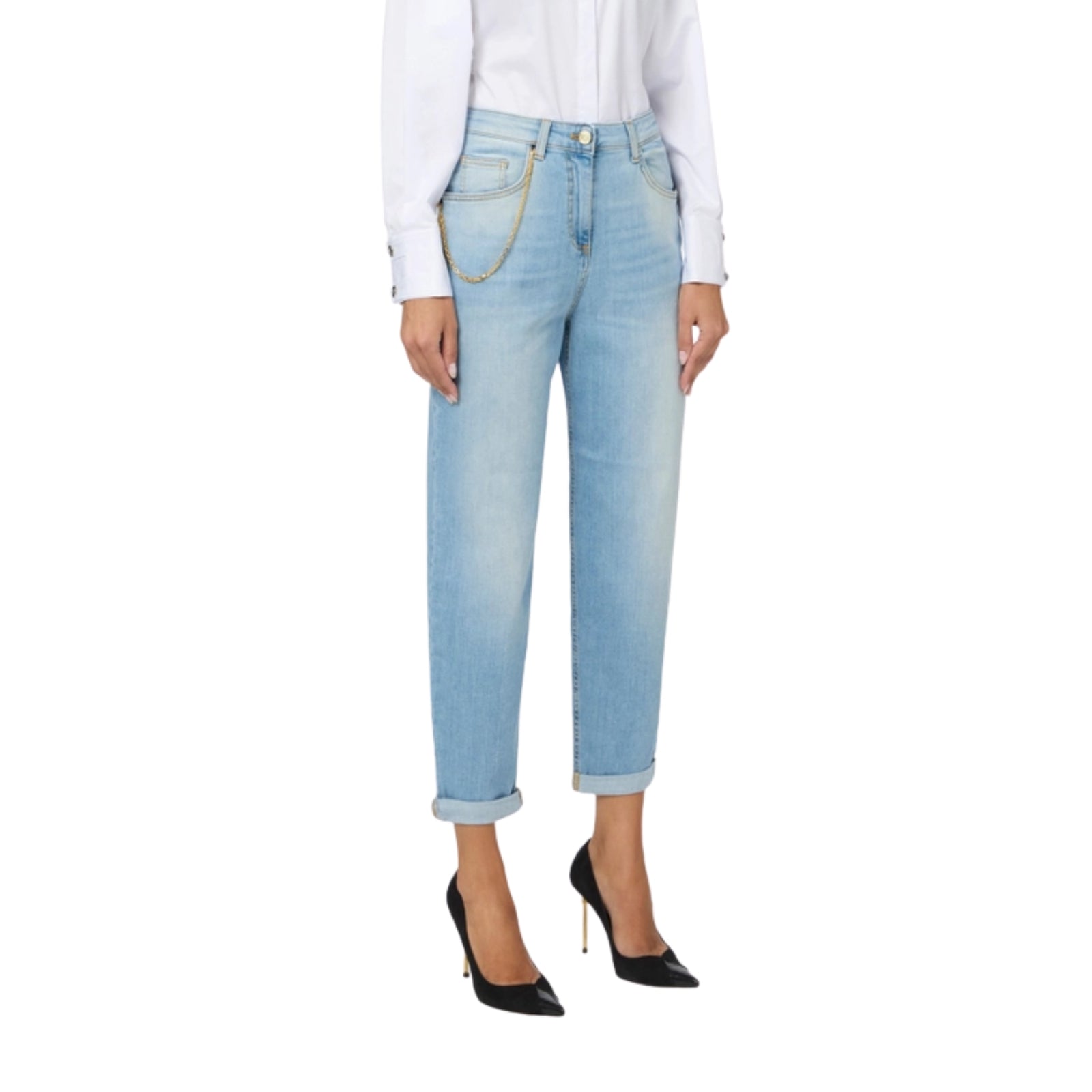 Jeans a palazzo con catena