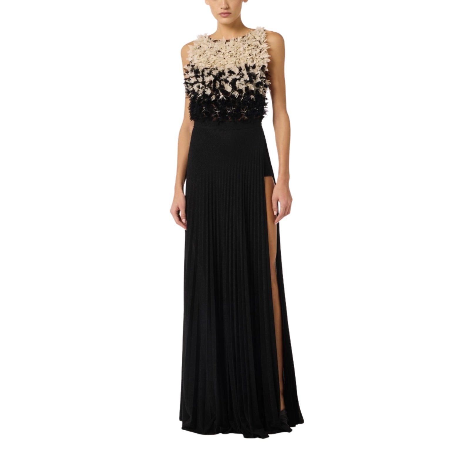 Abito Red Carpet in tulle e jersey lurex - NERO