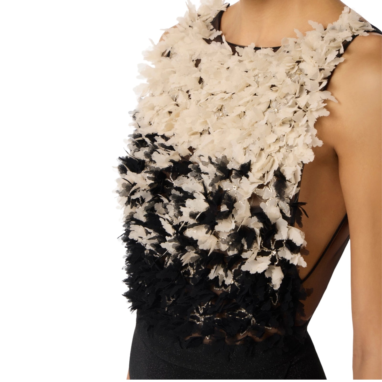 Abito Red Carpet in tulle e jersey lurex - NERO