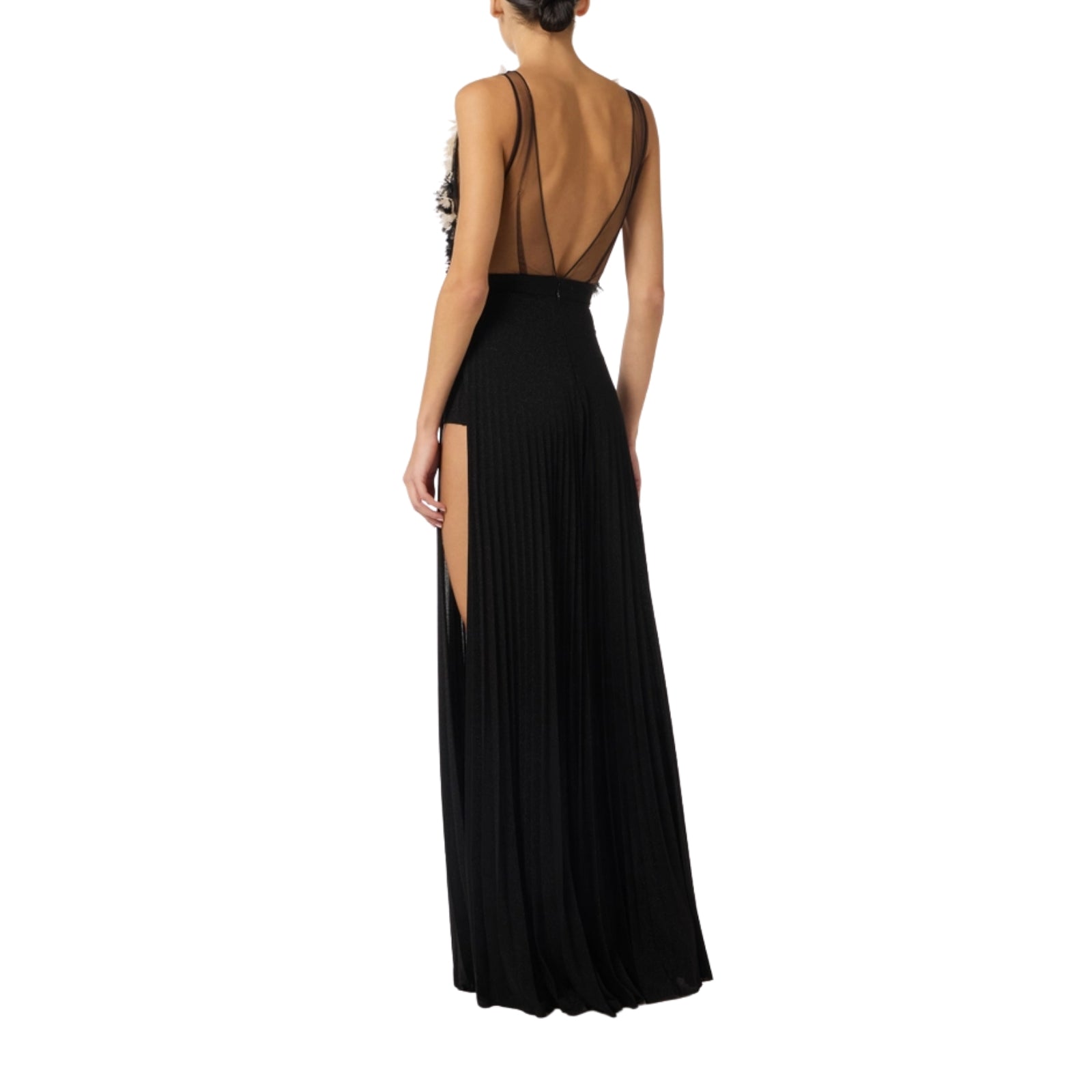 Abito Red Carpet in tulle e jersey lurex - NERO