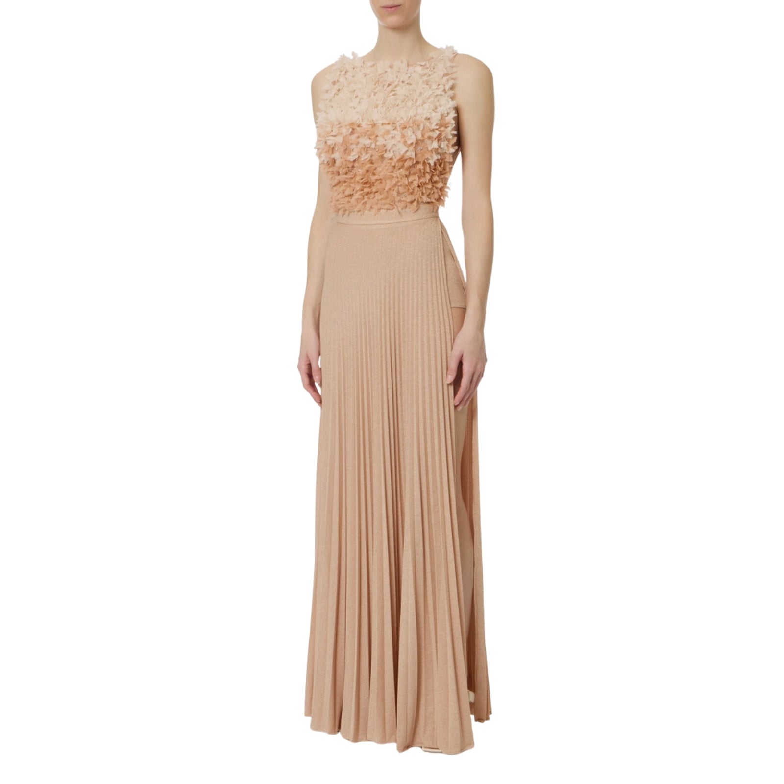 Abito Red Carpet in tulle e jersey lurex - CARNE