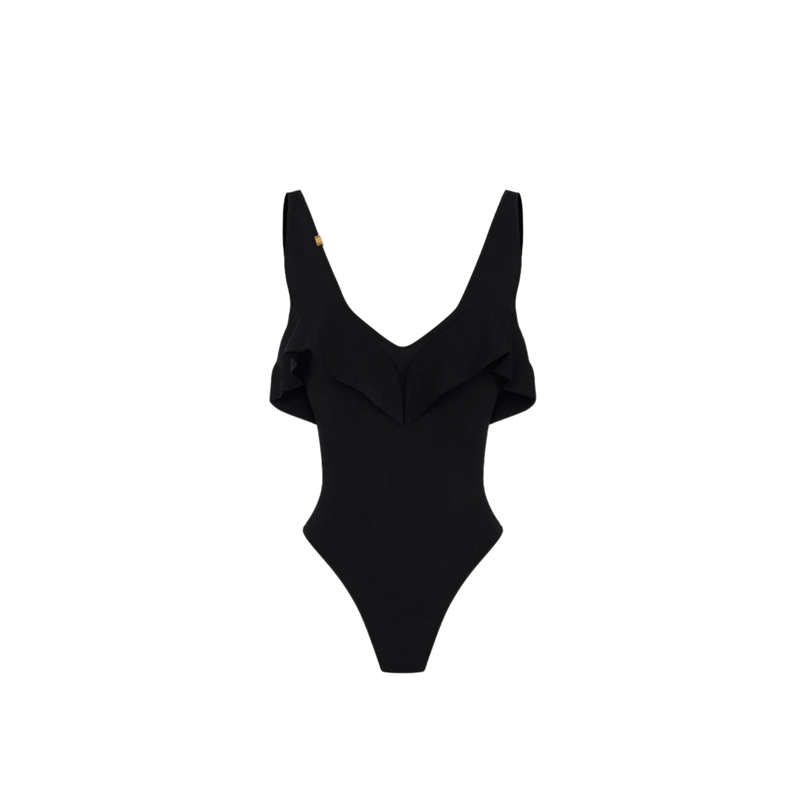 Body in maglia punto stoffa con volant - NERO