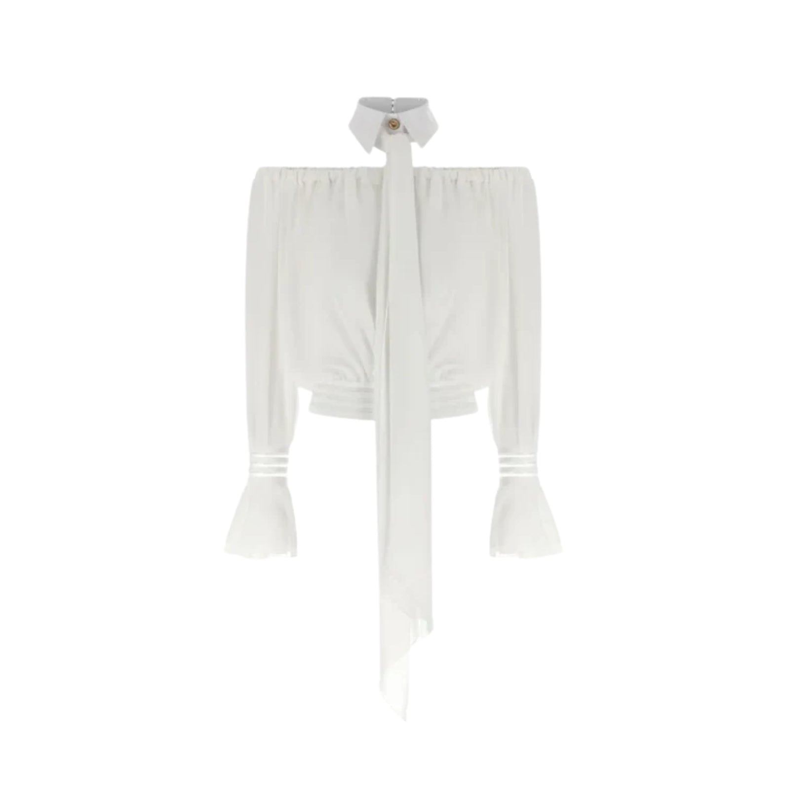 Blusa con colletto e spalle scoperte