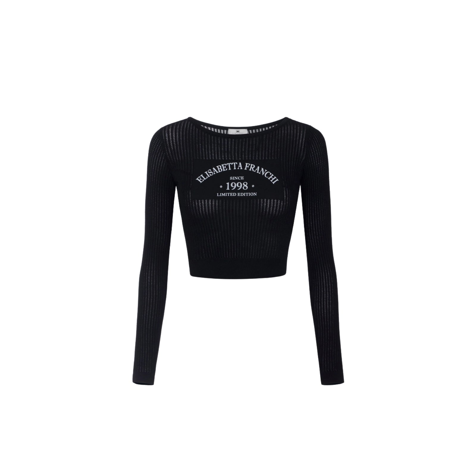Top in maglia con logo stampato - NERO