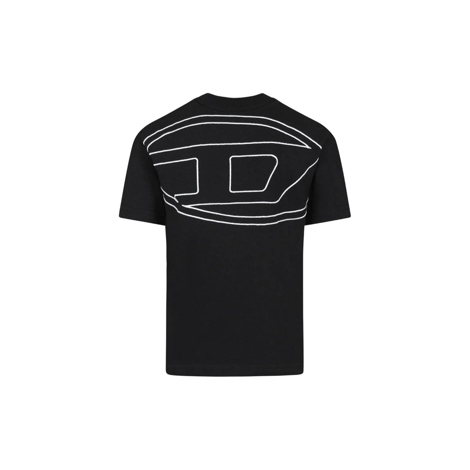 T-shirt con Logo Diesel ricamato sul petto e sul retro - NERO