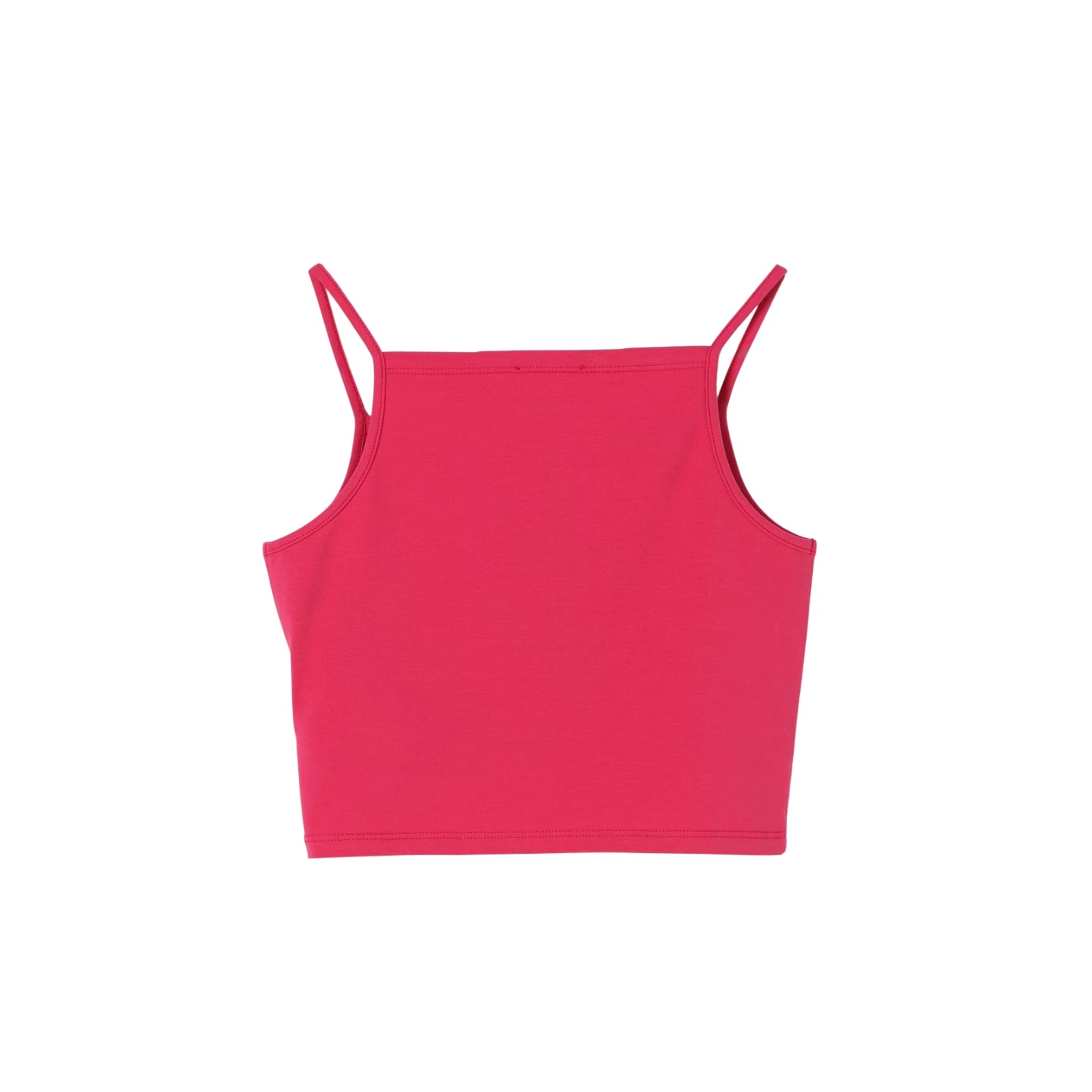 Crop top con spalline sottili con logo strass - ROSA