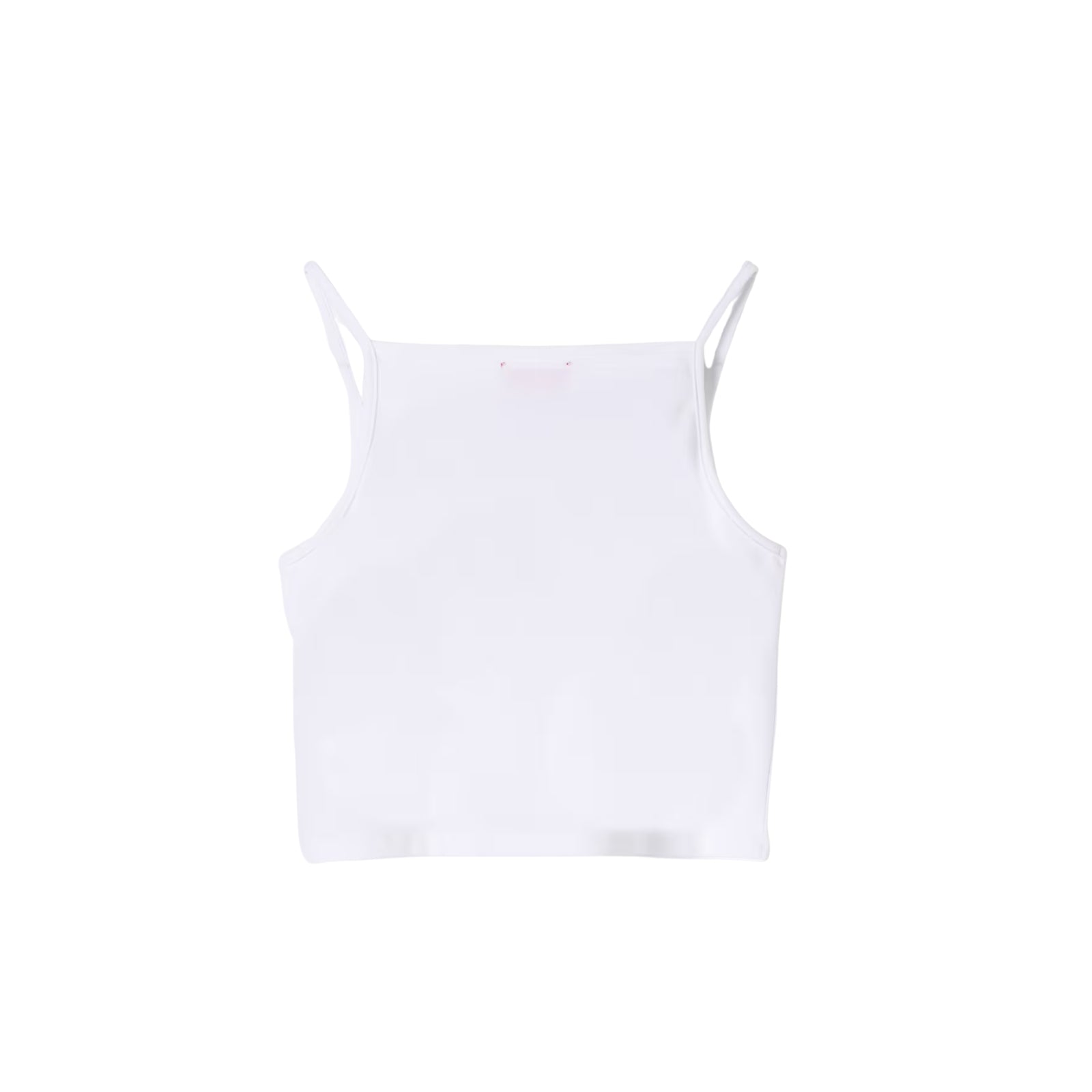 Crop top con spalline sottili logo strass - BIANCO