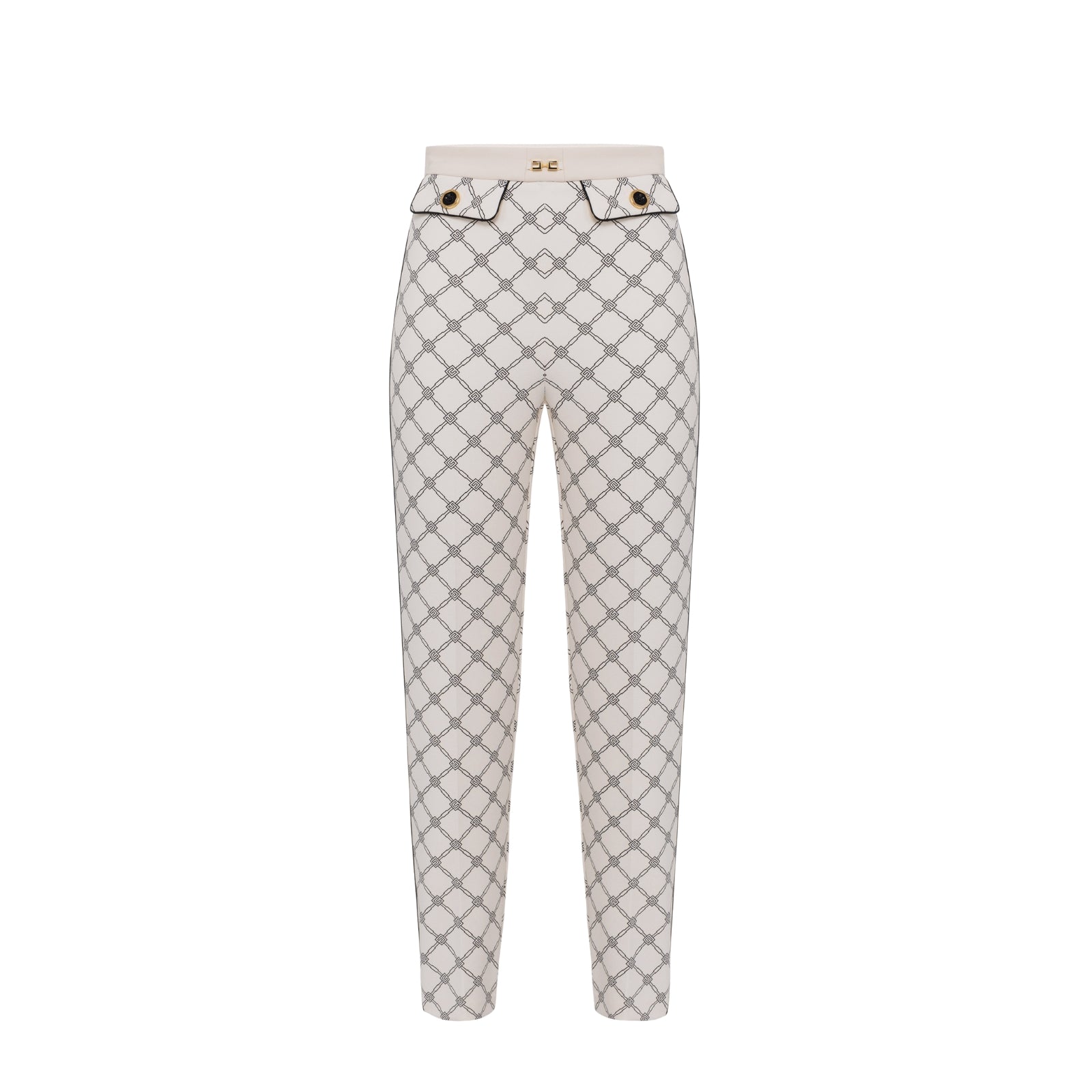 Pantaloni in crêpe stampa all-over a losanghe